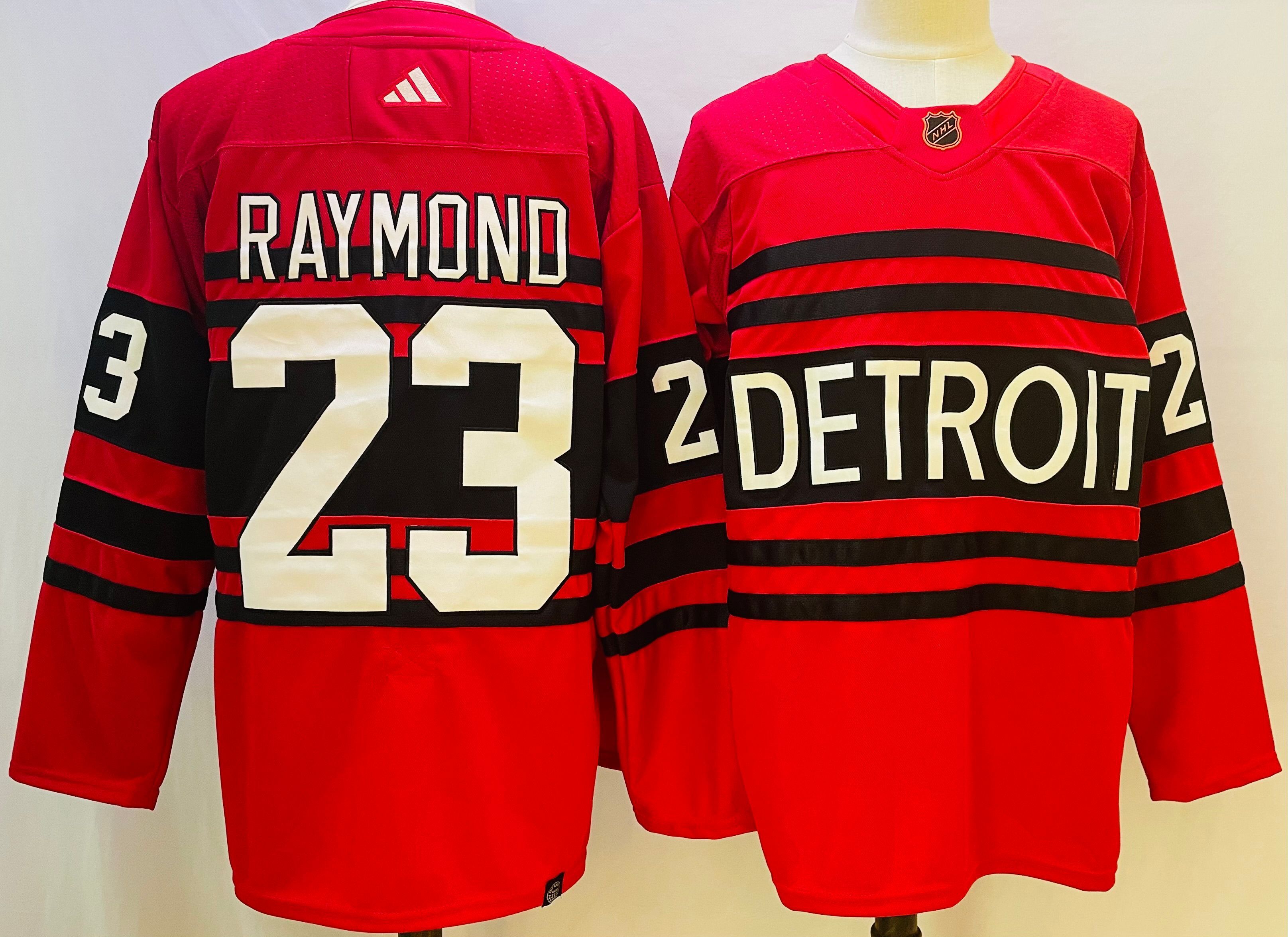 Men Detroit Red Wings 23 Raymond Red Throwback 2022 Adidas NHL Jersey